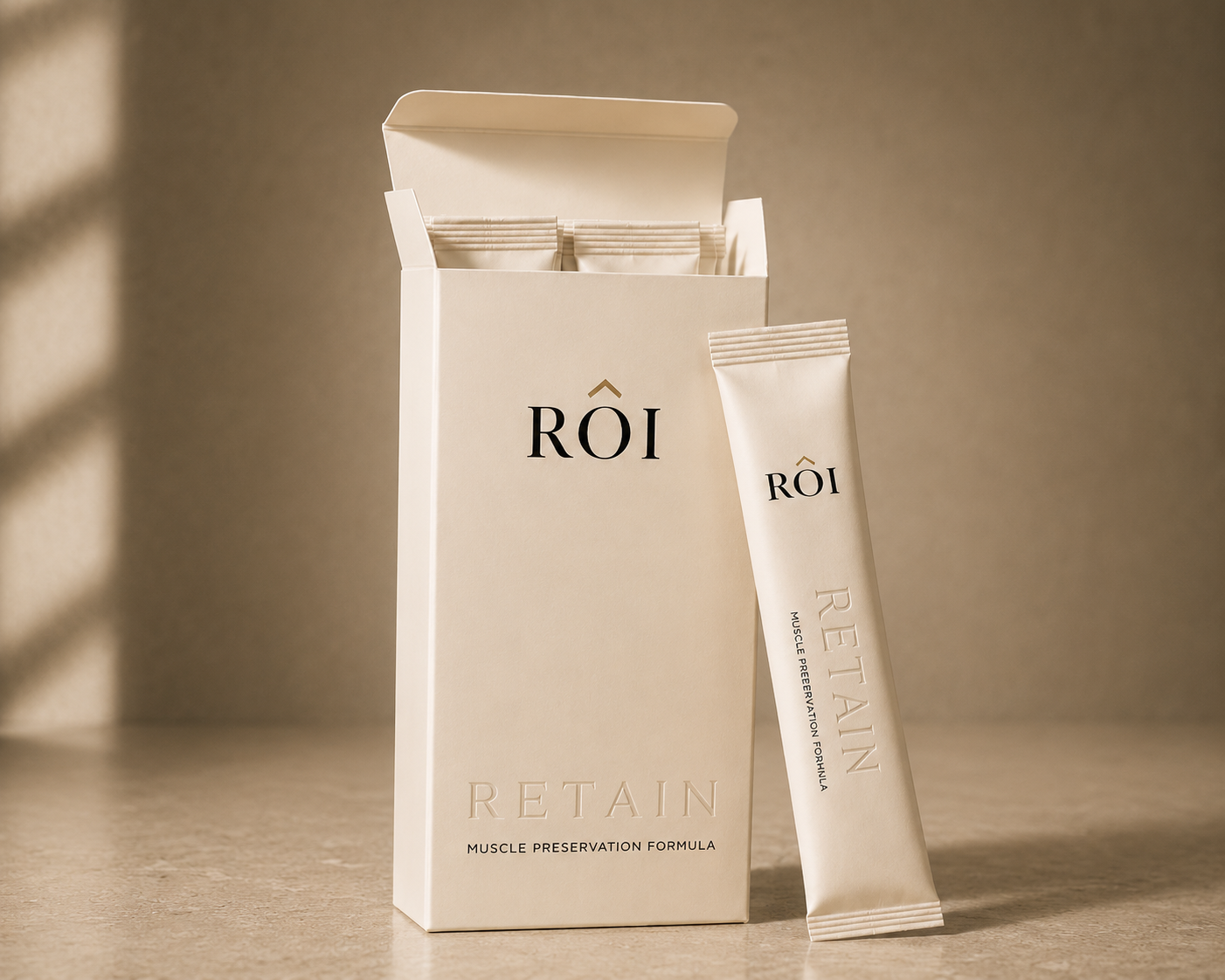 RETAIN by RÔI carton and stick-pack.